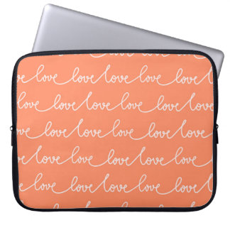 PASTEL ORANGE WITH WHITE LOVE SCRIPT LAPTOP SLEEVE