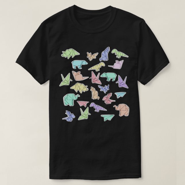 Pastel Origami Animals T-Shirt (Design Front)