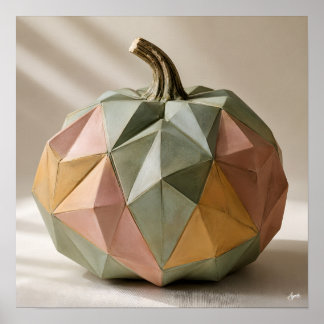 Pastel Origami Fold Pumpkin Poster