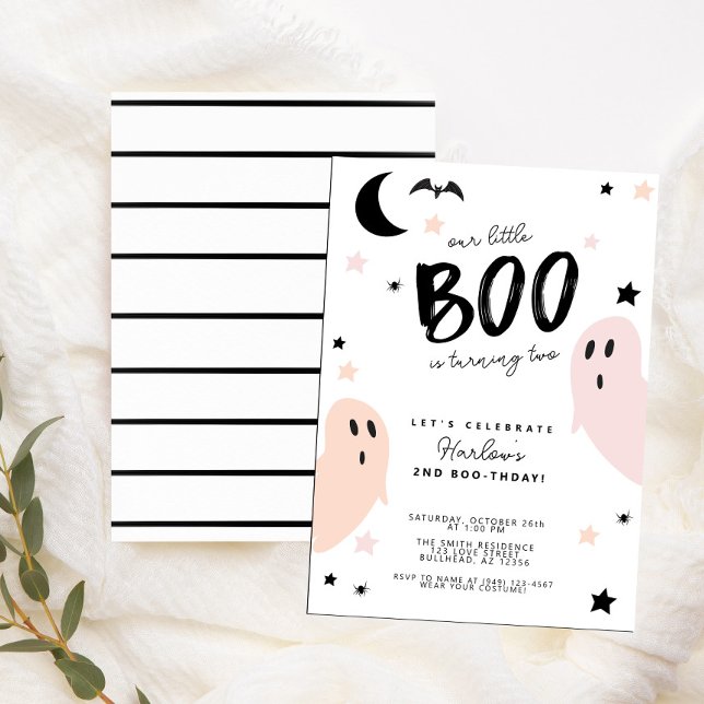 Pastel Our Little Boo Ghost Halloween Birthday  Invitation (Creator Uploaded)