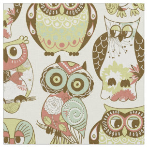 Pastel Owl Group Fabric