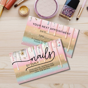 Pastel Paint drip nail salon Manicurist Appointment Card