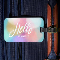 Pastel Paint Splotches Hello Typography with Name