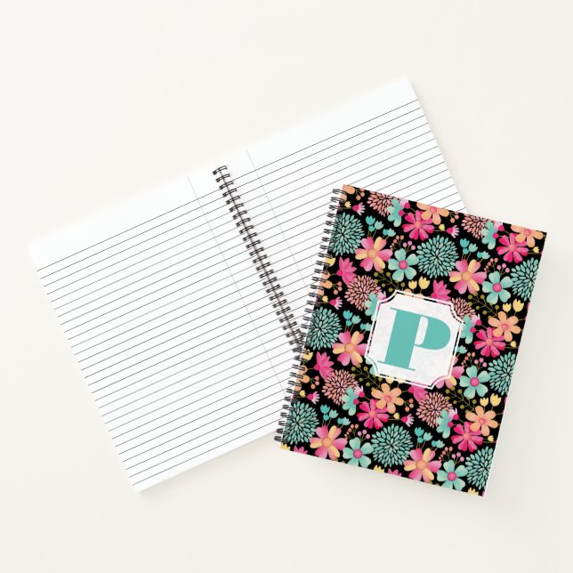 Pastel Painted Floral Monogram Spiral Notebook (Inside)