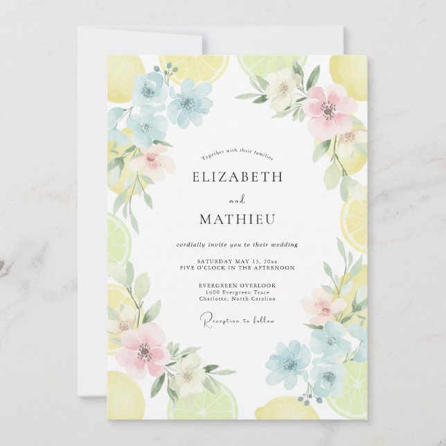 Pastel Painted Wildflower Wedding Invitation (Front)