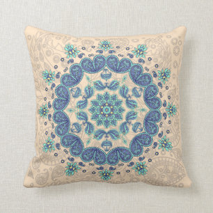 Pastel Paisley Kaleidoscope Throw Pillow