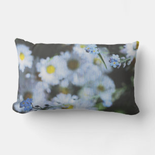 Pastel Pale Blue Daisies Cushion Throw Pillow