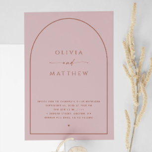 Pastel pale dusty pink arch minimalist wedding QR Invitation