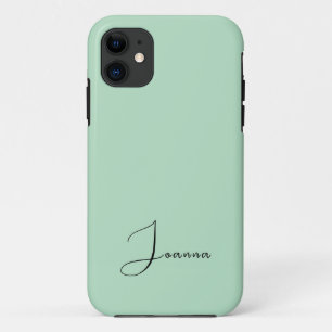 Pastel Pale Green Solid Colour Minimalist Name Case-Mate iPhone Case