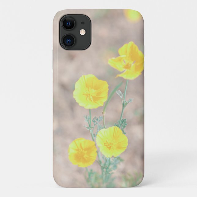 Pastel Pale Green Yellow Flowers iPhone 11 Case (Back)