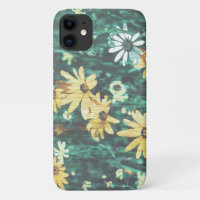 Pastel Pale Green Yellow Flowers iPhone 11 Case