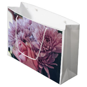 Pastel Pale Pink Purple Rose Flowers Large Gift Bag