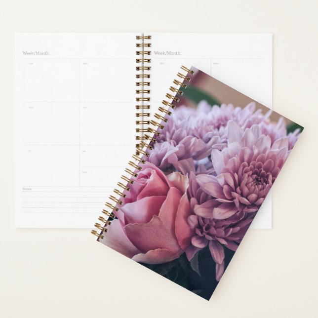 Pastel Pale Pink Purple Rose Flowers Planner (Display)