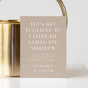 Pastel pale taupe modern simple minimalist wedding invitation