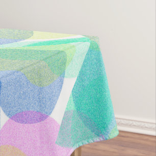 Pastel Pale Turquoise Abstract Art Circles Tablecloth