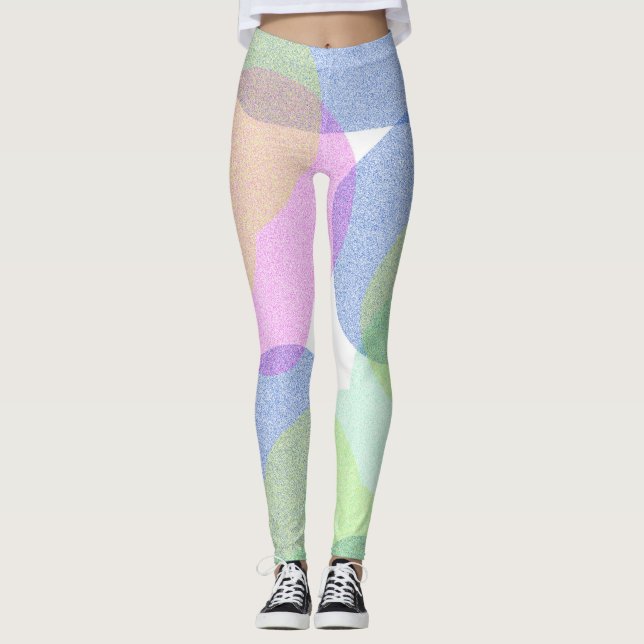 Pastel Pale Turquoise Abstract Art Clouds  Legging (Front)