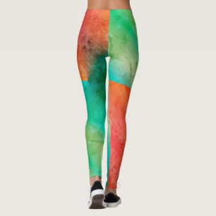 Pastel Pale Turquoise Coral Abstract Art  Leggings