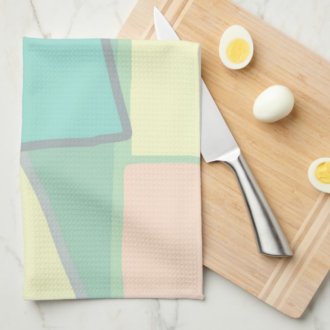Pastel Pale Turquoise Pink Abstract Art Tea Towel (Quarter Fold)