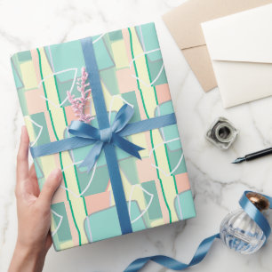 Pastel Pale Turquoise Pink Abstract Art Wrapping Paper