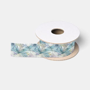 Pastel Palm Leaf Patterned Satin Ribbon