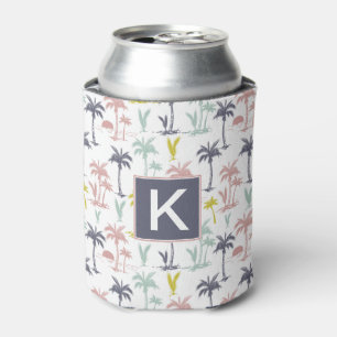 Pastel Palm Tree by the Beach Pattern Can Cooler