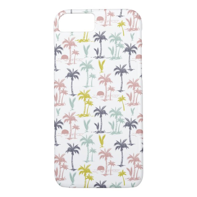 Pastel Palm Tree by the Beach Pattern Case-Mate iPhone Case (Back)