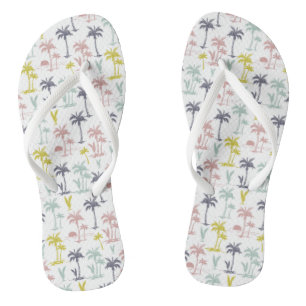Pastel Palm Tree by the Beach Pattern Jandals