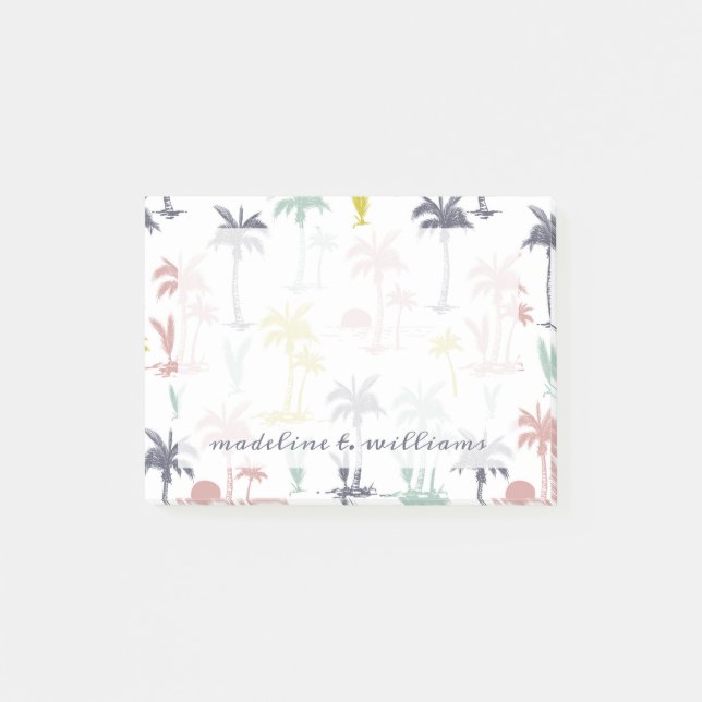 Pastel Palm Tree by the Beach Pattern Post-it Notes (Front)