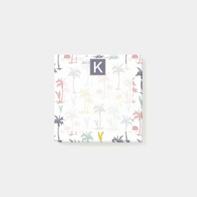 Pastel Palm Tree by the Beach Pattern Post-it Notes (Front)