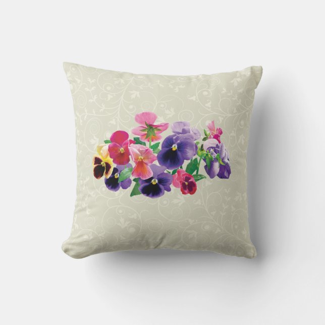Pastel Pansies Cushion (Front)