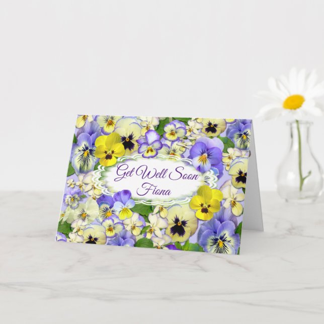 Pastel Pansies Get Well Greeting Card (Small Plant)