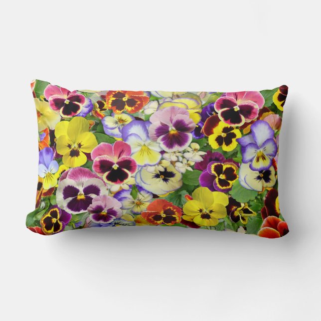 Pastel Pansies Lumbar Cushion (Front)