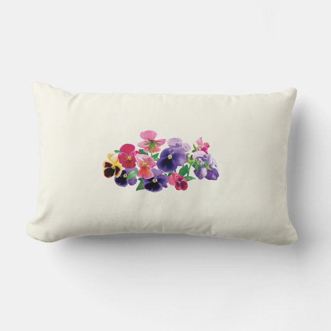 Pastel Pansies Lumbar Cushion (Front)