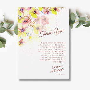 Pastel Pansy Peach Yellow Floral Thank You Card