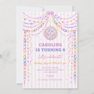 Pastel Paper Chain Disco Ball Birthday Invitation