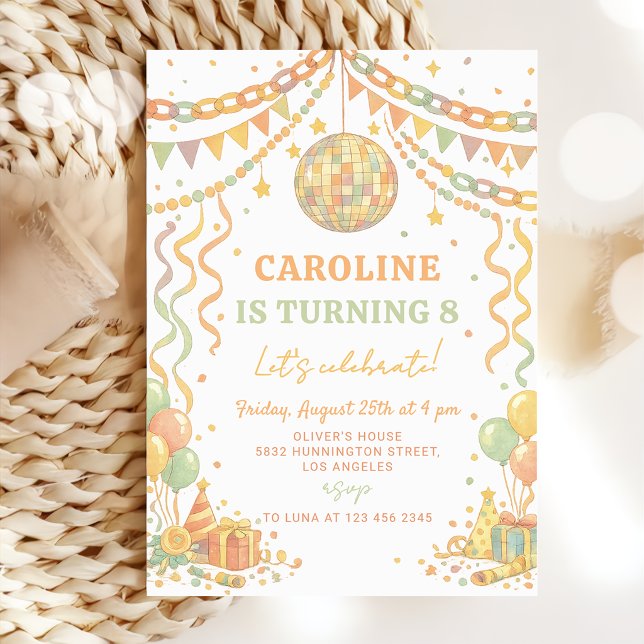 Pastel Paper Chain Disco Ball Birthday Invitation (Creator Uploaded)