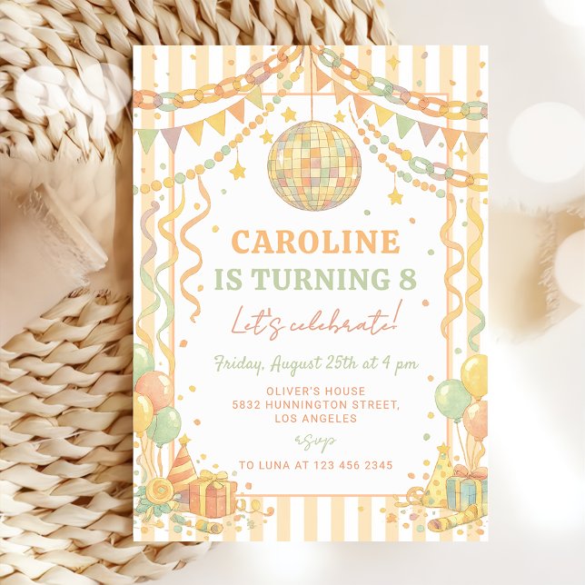 Pastel Paper Chain Disco Ball Birthday Invitation (Creator Uploaded)