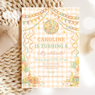 Pastel Paper Chain Disco Ball Birthday Invitation