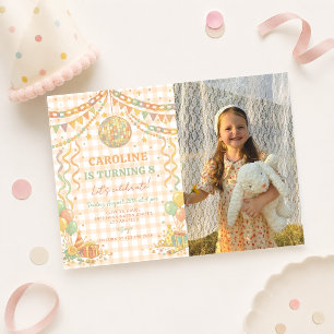 Pastel Paper Chain Disco Ball Birthday Photo Invitation