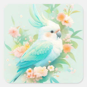 Pastel Paradise Cockatoo Square Sticker