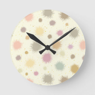Pastel Party Pollen - seamless pattern. Round Clock