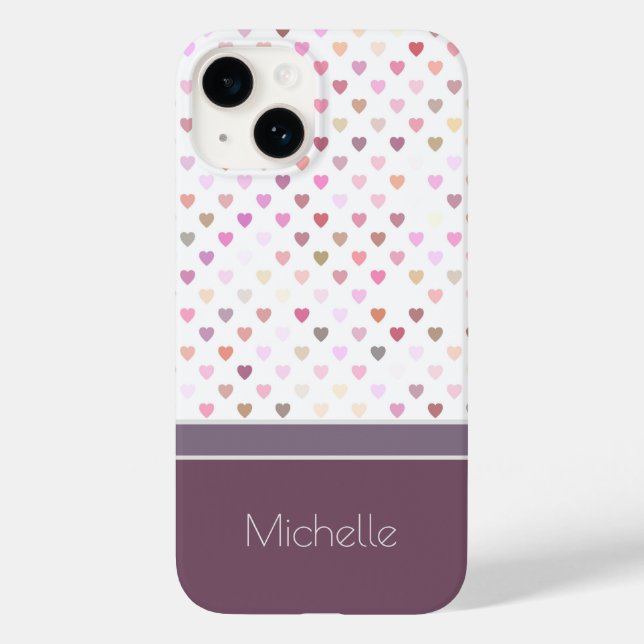 Pastel Passion Hearts Personalised Name Case-Mate iPhone Case (Back)