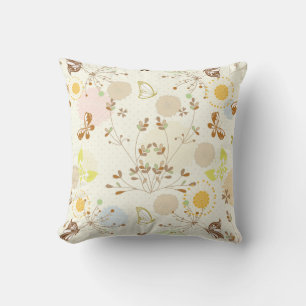 Pastel Patches of Colour Floral Throw Pillow