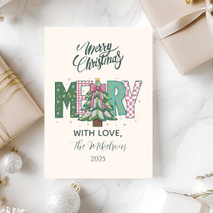 Pastel Patchwork Merry Christmas Holiday Card