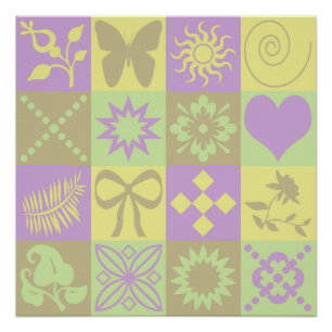 Pastel Patchwork Motif Pattern Poster