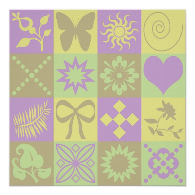 Pastel Patchwork Motif Pattern Poster (Front)