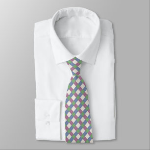 Pastel Patchwork Plaid Lattice Pattern Tie