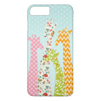 Pastel Pattern Filled 4 Giraffes iPhone 7 Plus