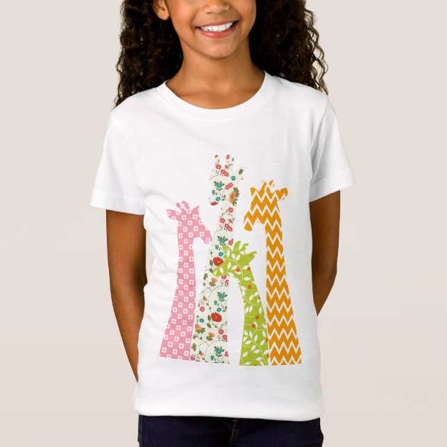 Pastel Pattern Giraffes Girl's Babydoll T Shirts (Front)