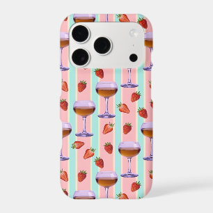 Pastel Pattern with Wine Glasses and Strawbefries